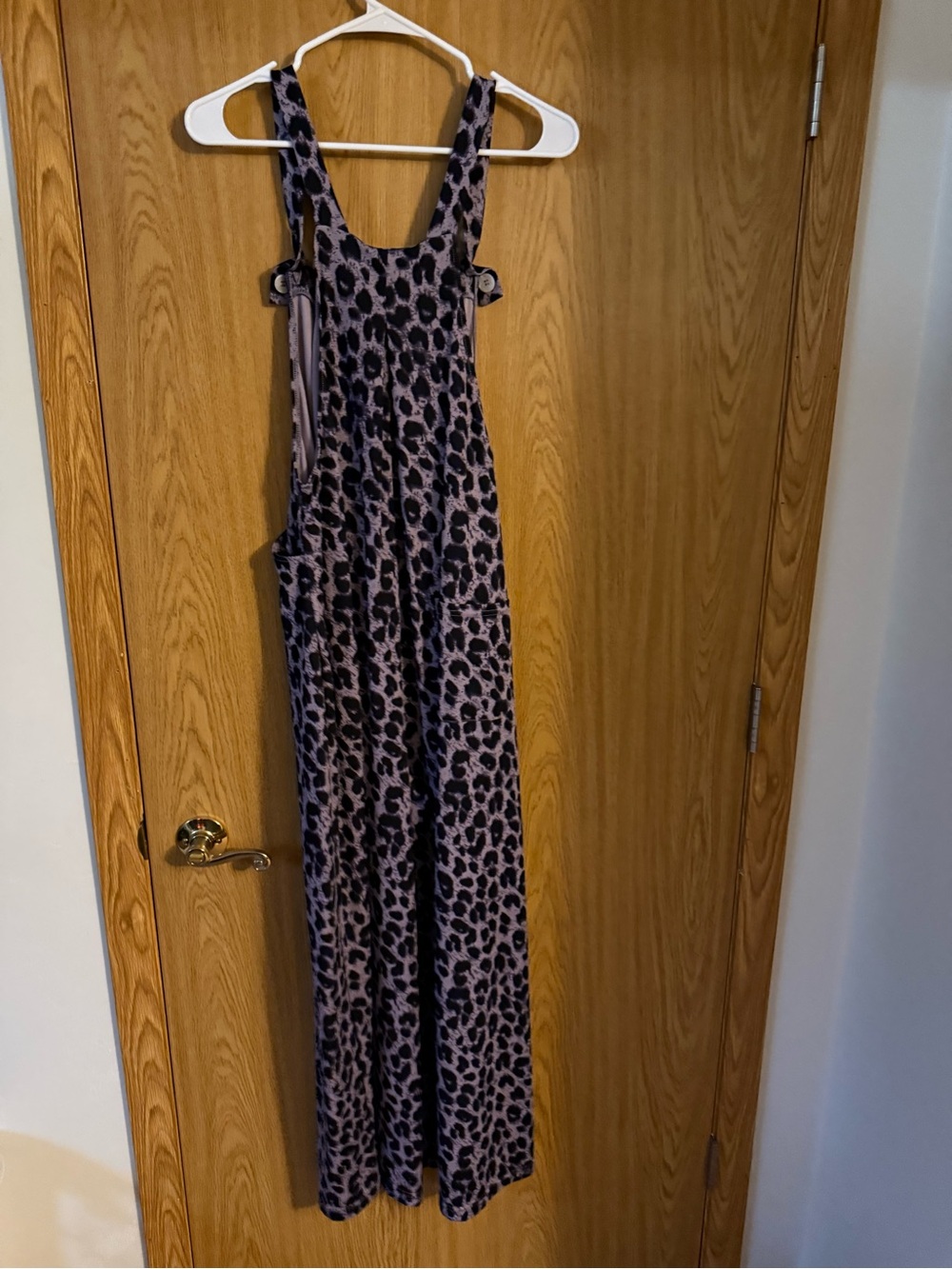 HALARA Purple Leopard Print waffle pocket overalls